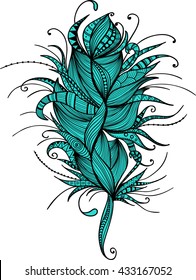 Feather doodle illustration hand drawn abstract vector