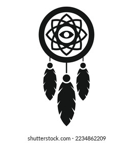 Feather dream catcher icon simple vector. Indian native. Aztec lace