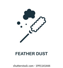 Icono de polvo de pluma. Elemento sencillo monocromo de la colección de limpieza. Icono de polvo de pluma creativa para diseño web, plantillas, infografías y más