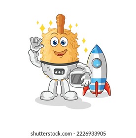 el astronauta astronauta de plumas que ondea. vector de mascota de dibujos animados