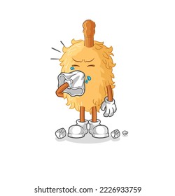 the feather duster blowing nose character. cartoon mascot vector
