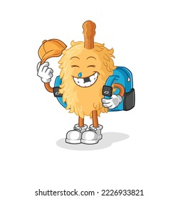 the feather duster goes to school vector. cartoon character