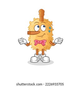 the feather duster lie like Pinocchio character. cartoon mascot vector