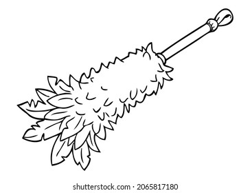 feather duster line vector illustration,isolated on white background,top view