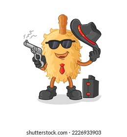 la mafia de las plumas con carácter de arma. vector de mascota de dibujos animados