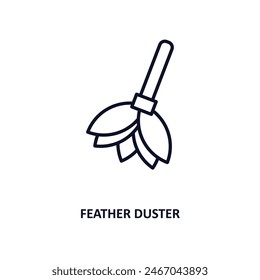 feather duster outline icon.  Thin line icon from cleaning collection. Editable vector isolated on white background