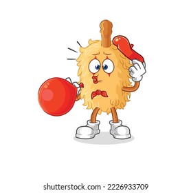 the feather duster pantomime blowing balloon. cartoon mascot vector