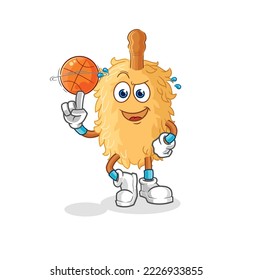 the feather duster playing basket ball mascot. cartoon vector
