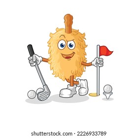 the feather duster playing golf vector. cartoon character