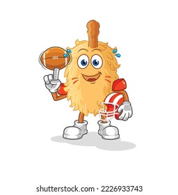 the feather duster playing rugby character. cartoon mascot vector