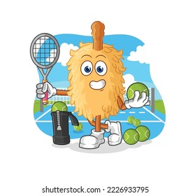 the feather duster plays tennis illustration. character vector