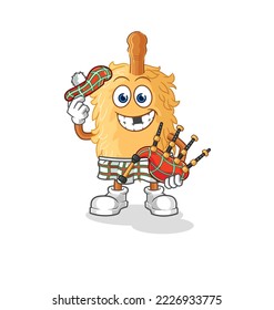 the feather duster scottish with bagpipes vector. cartoon character