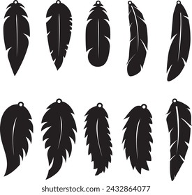 Feather earrings, summer earrings bundle, leather earring, earring for glowforge, laser cut earring, vector illustration file