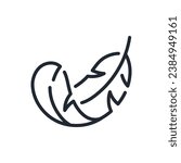 Feather editable stroke outline icon isolated on white background flat vector illustration. 