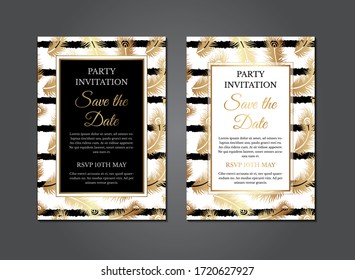 Feather Elegant Gold Invitation Design