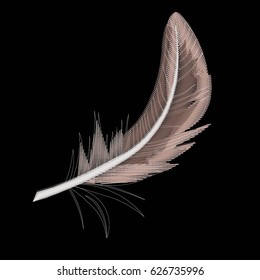 feather embroidery - vector, illustration