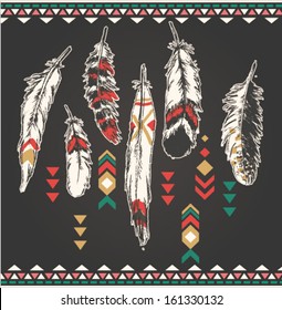 feather ethnic feeling vector pattern background