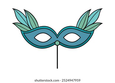 Feather eye mask, elegant and mysterious, adorned with soft isolated on a transparent background, 