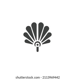 Feather Fan Icon Black and White Vector Graphic