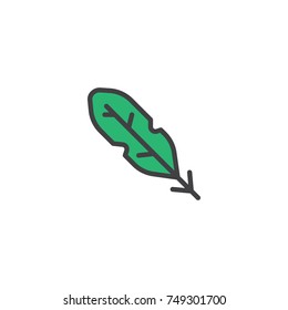Feather filled outline icon, line vector sign, linear colorful pictogram isolated on white. Write symbol, logo illustration. Pixel perfect vector graphics