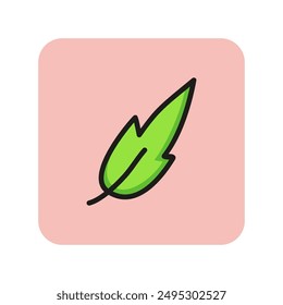 Feather filler line icon. Natural material, pillow, plume. Fabric features concept. Can be used for topics like outdoor clothes, cold weather, organic production