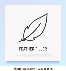 Feather filler sign. Modern vector illustration, thin line icon.