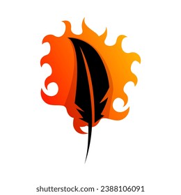 feather fire icon logo design 