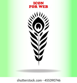 Feather Firebird web icon. Black illustration on white background