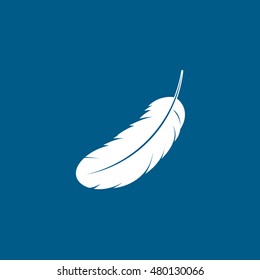 Feather Flat Icon On Blue Background