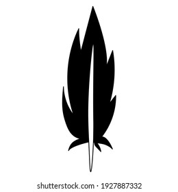 Feather flat icon. Pictogram for web. Line stroke. Isolated on white background. Vector eps10