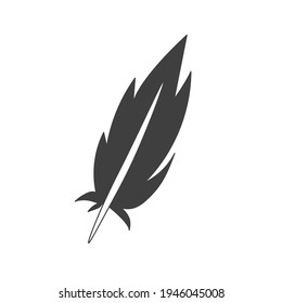 Feather flat icon. Pictogram for web. Line stroke. Isolated on white background. Vector eps10