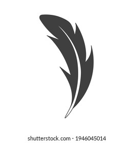 Feather flat icon. Pictogram for web. Line stroke. Isolated on white background. Vector eps10