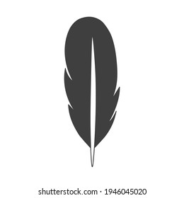 Feather flat icon. Pictogram for web. Line stroke. Isolated on white background. Vector eps10