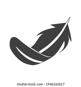 Feather flat icon. Pictogram for web. Line stroke. Isolated on white background. Vector eps10