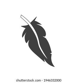 Feather flat icon. Pictogram for web. Line stroke. Isolated on white background. Vector eps10
