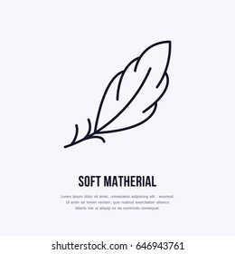 Feather Flat Line Icon. Vector Sign For Soft, Lightweight Matherial Property.