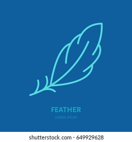 Feather flat line icon. Vector sign for soft, lightweight matherial property.