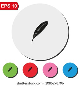 Feather flat round colorful vector icon.