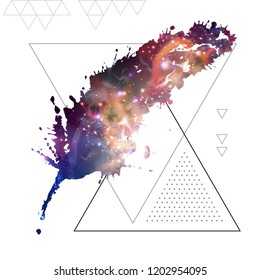 Feather flat vector icon with space background inside