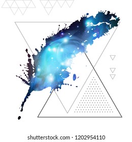 Feather flat vector icon with space background inside