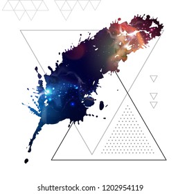Feather flat vector icon with space background inside
