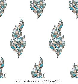 feather fluff or leaf simple hand drawn seamless pattern