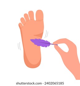 Feather foot tickle in flat design on white background.