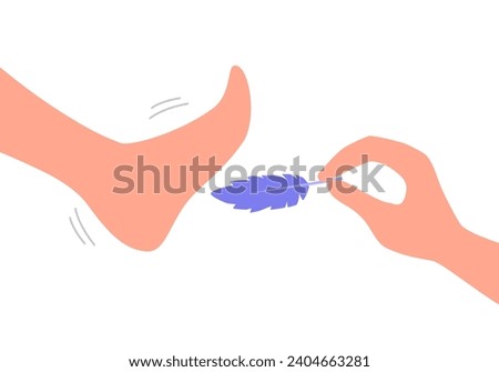 Feather foot tickle in flat design on white background.