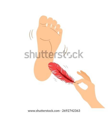 Feather foot tickle in flat design on white background.