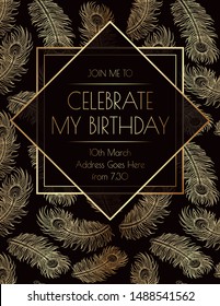 Feather Gatsby Art Deco Invitation Print Design