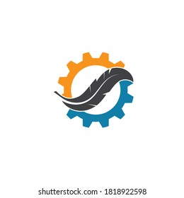 feather gear  icon illustration vector template design