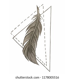 Feather in the geometric figure