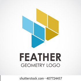 Feather geometry of two wings abstract vector and logo design or template right business icon of company identity symbol concept