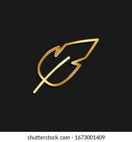 feather gold icon. Vector illustration of golden dark background